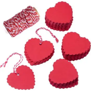 150 Pieces Red Kraft Paper Gift Tags Heart Shape with String for Mother's Day Valentine's Day Wedding Party Favor