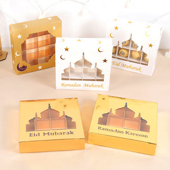 Eid Islamic Ramadan Mubarak Empty Pick And Mix Chocolate Candy Sweet Dry Fruit Nut Gift Paper Favor Box With Inserts Window