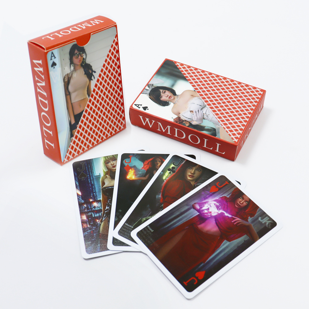 Custom Adult Sexy Girl Playing Cards Plastic Washable Rubble Doll Playing Card Game Sexual with Paper Box