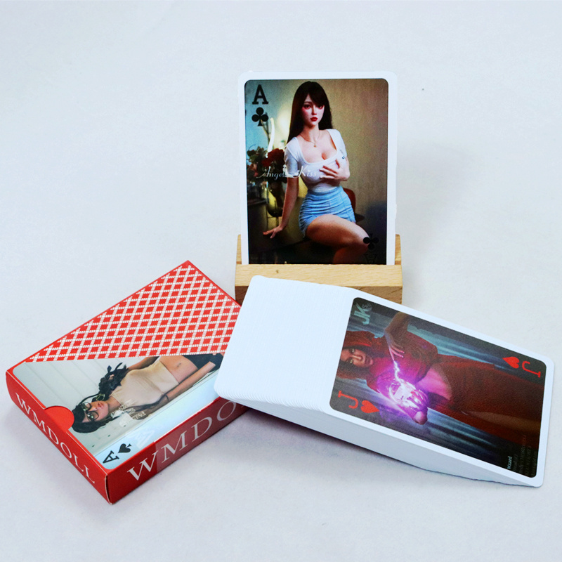 custom sexy girl playing cards custom four color poker cards manufacturer OEM couple rubble doll playing card with paper box