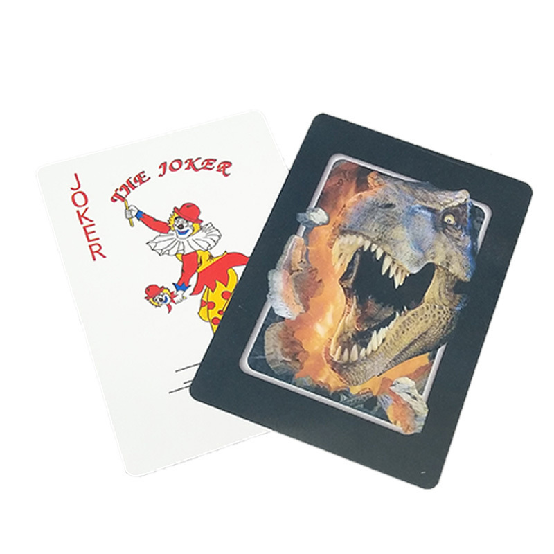 3D holographic dinosaur funny playing cards high quality printing custom poker playing cards plastic manufacturer