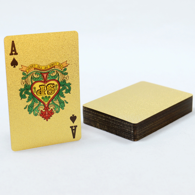 Custom high-grade Golden Plastic Playing Cards printing Gold Foil 100% pvc Arabic Golden Poker Cards Deck Gift