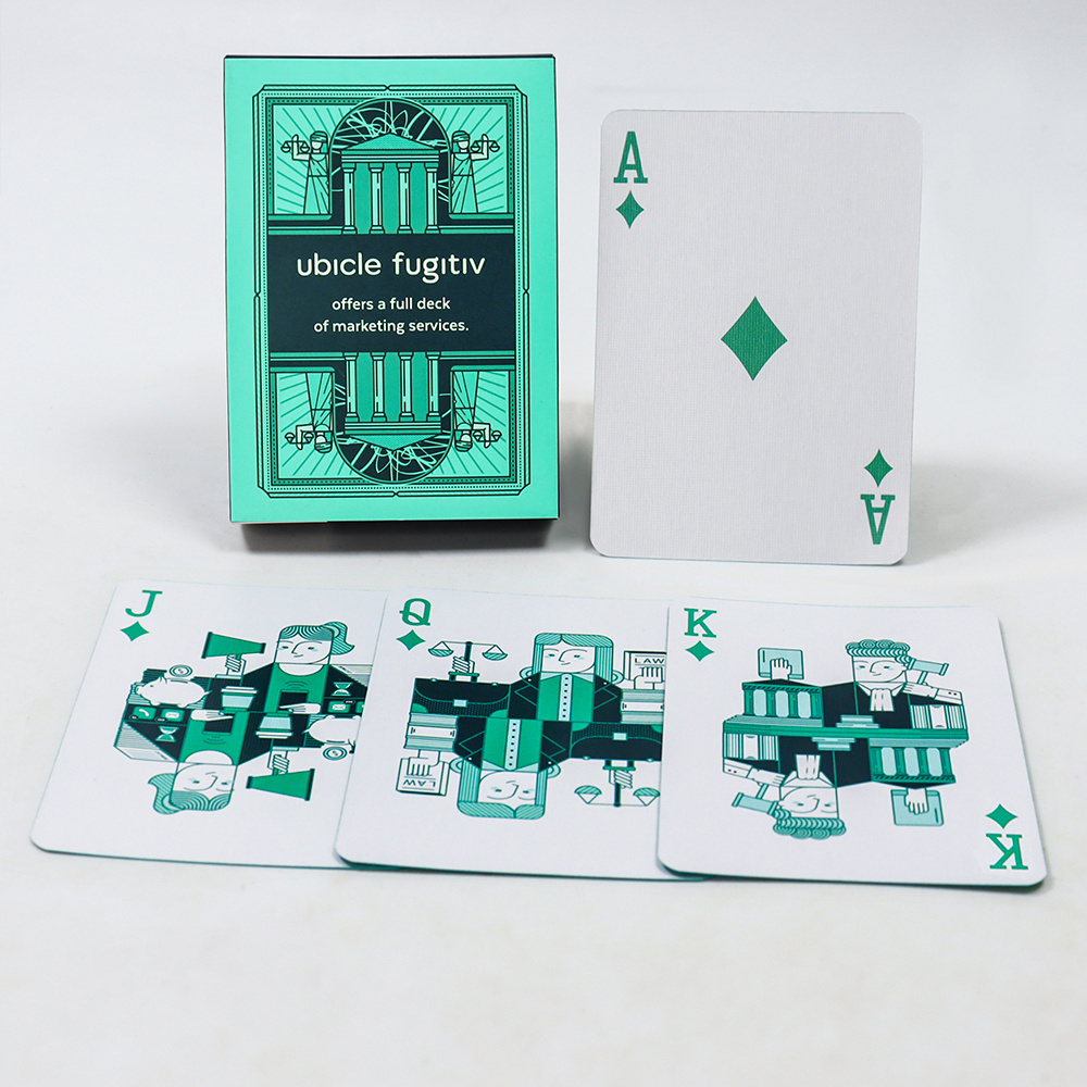 custom printing green edge paper playing cards design print your logo advertising poker make anime cute playing card