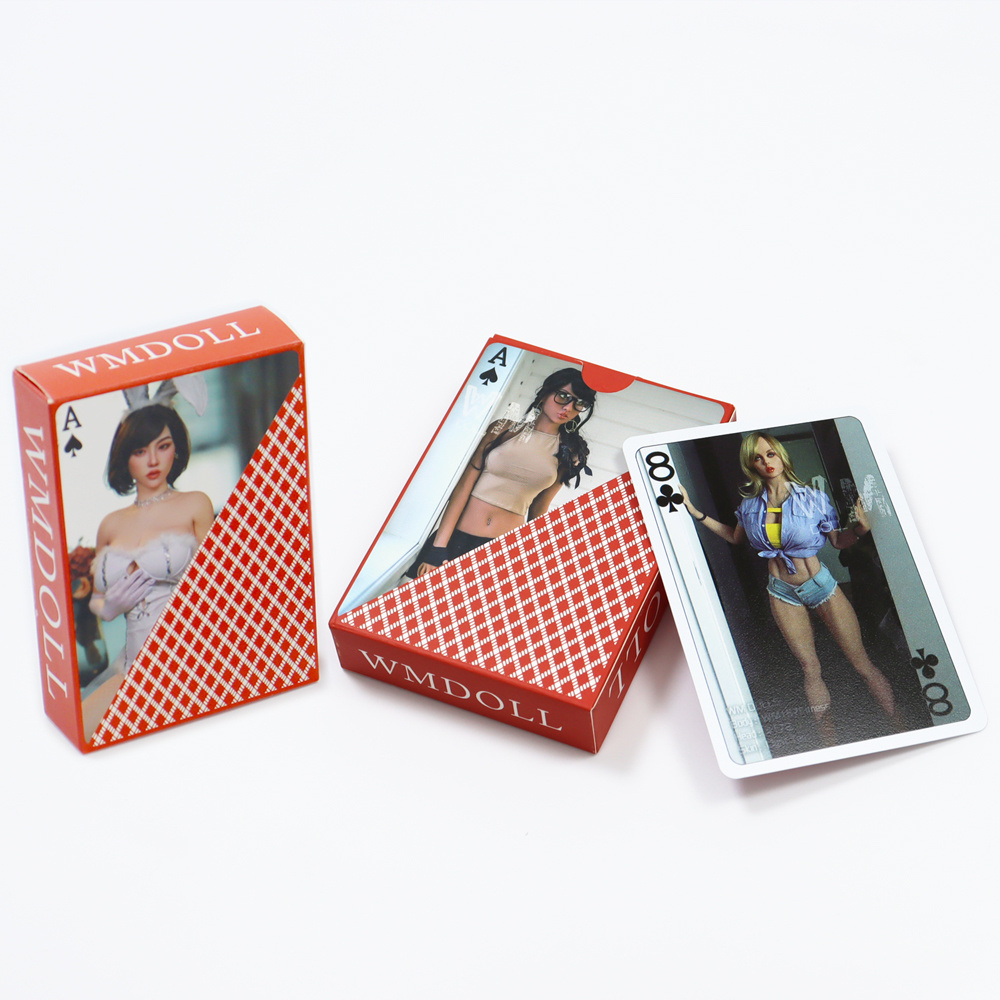 custom sexy girl playing cards custom four color poker cards manufacturer OEM couple rubble doll playing card with paper box