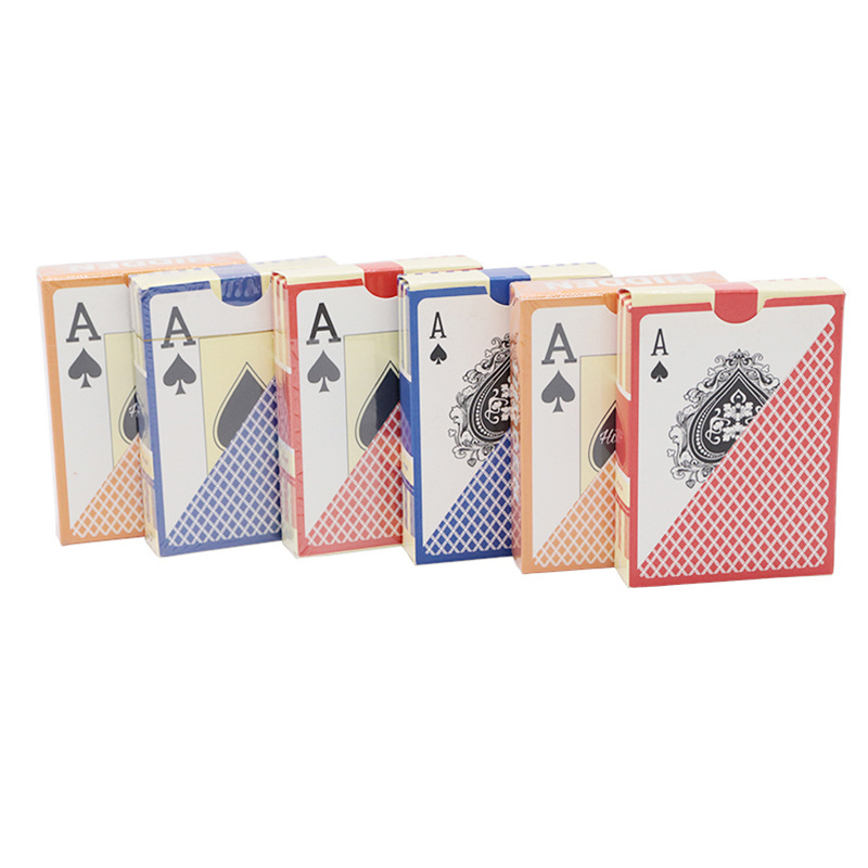 plastic playing cards poker red 4 colored Cheap Custom Logo Design Advertising Poker Plastic Coated Playing Cards With Box