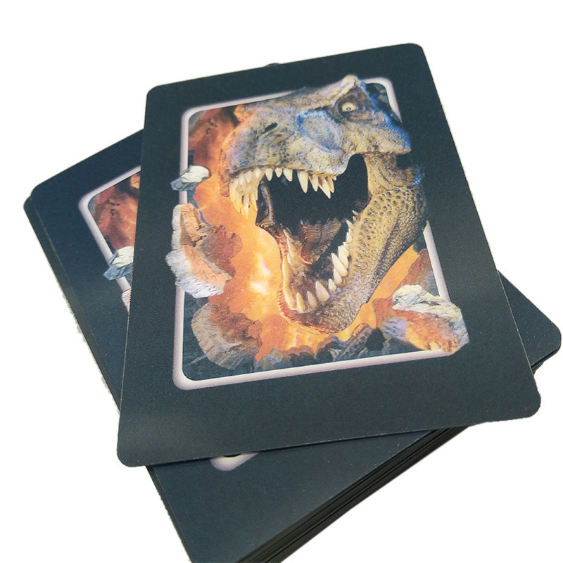 3D holographic dinosaur funny playing cards high quality printing custom poker playing cards plastic manufacturer