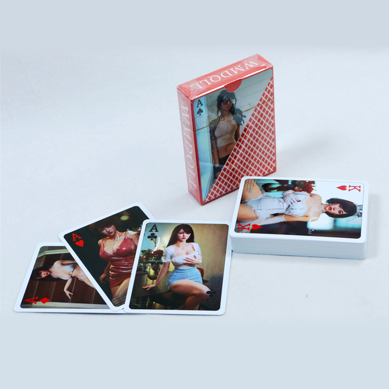 custom sexy girl playing cards custom four color poker cards manufacturer OEM couple rubble doll playing card with paper box