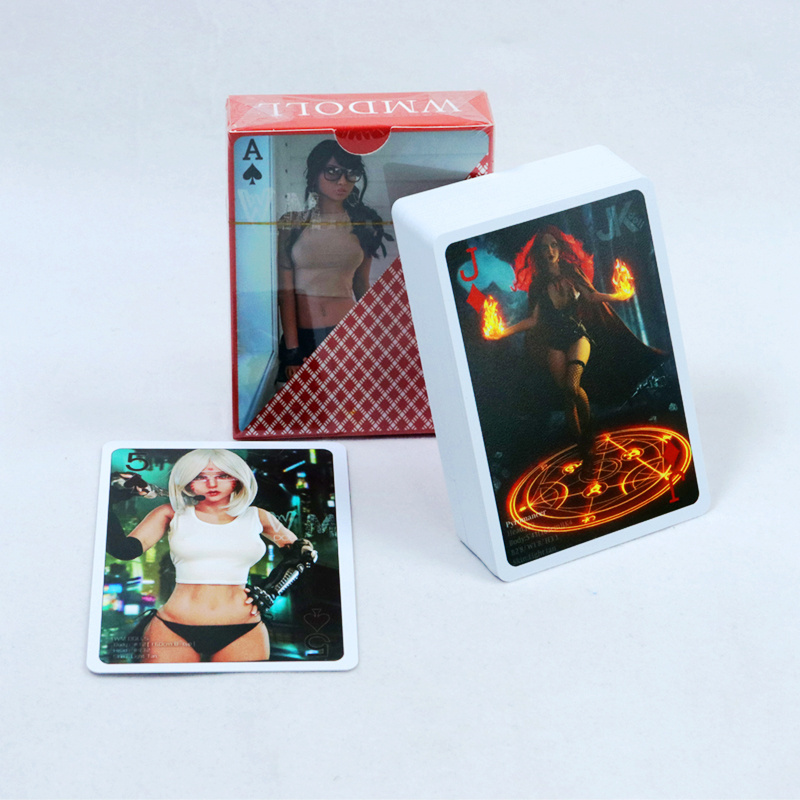 custom sexy girl playing cards custom four color poker cards manufacturer OEM couple rubble doll playing card with paper box