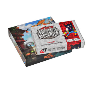 Wholesale custom logo design attack killer kittens game board printing full color game card with 2 tray