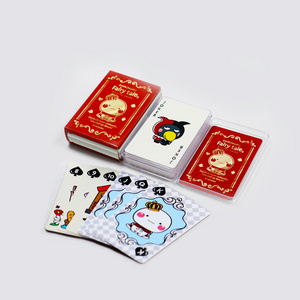 custom design 100% plastic waterproof festive playing card poker with transparent box print cartoon cute 54 playing cards set