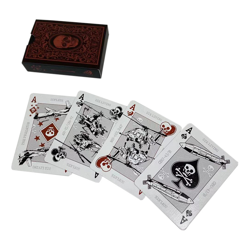 Manufacturer custom high quality cool black skeleton head playing cards for adult printing design logo professional playing card