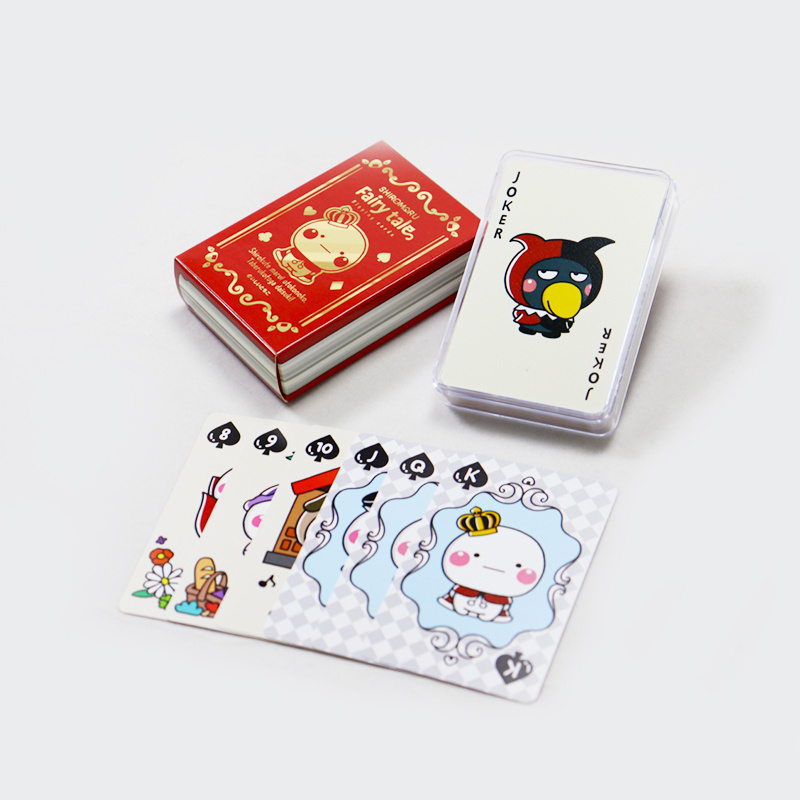 custom design 100% plastic waterproof festive playing card poker with transparent box print cartoon cute 54 playing cards set