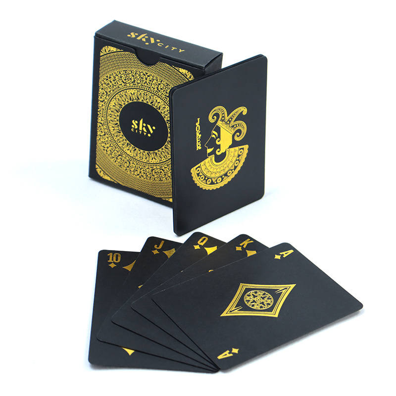 Customized gold stamping black paper poker cards deck personality cool gold foil playing card high quality paper card