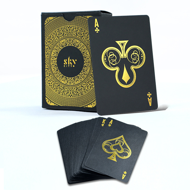 Customized gold stamping black paper poker cards deck personality cool gold foil playing card high quality paper card