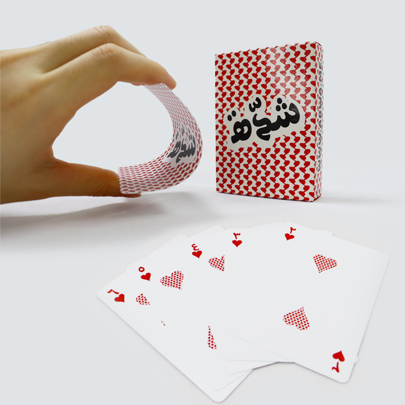 Custom logo printed plastic caoted poker baloot game 100% waterproof washable casino plastic playing game cards manufacturer