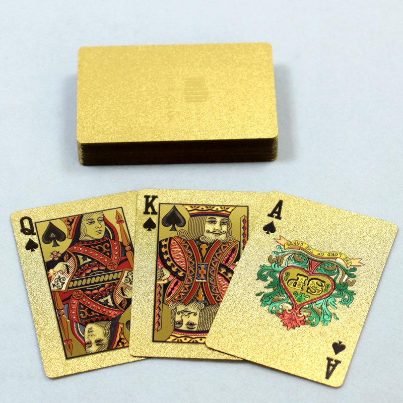 Custom high-grade Golden Plastic Playing Cards printing Gold Foil 100% pvc Arabic Golden Poker Cards Deck Gift