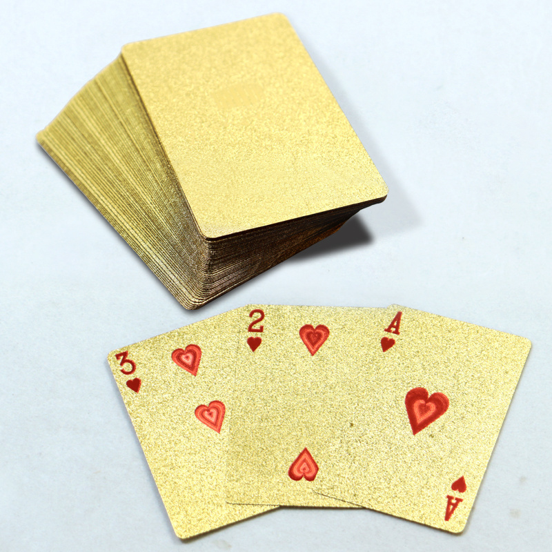 Custom high-grade Golden Plastic Playing Cards printing Gold Foil 100% pvc Arabic Golden Poker Cards Deck Gift