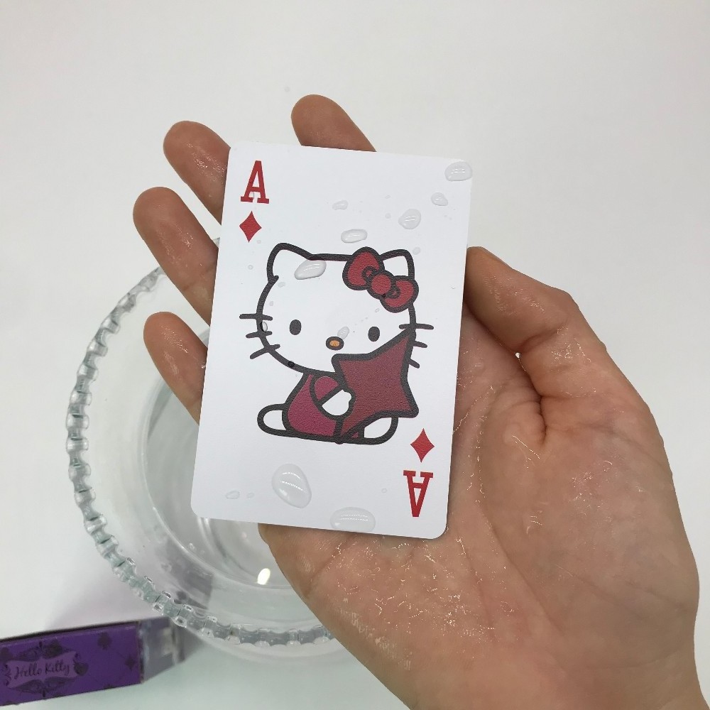 Custom printing purple pvc material plastic playing cards wholesale hot selling cartoon cat durable waterproof playing cards