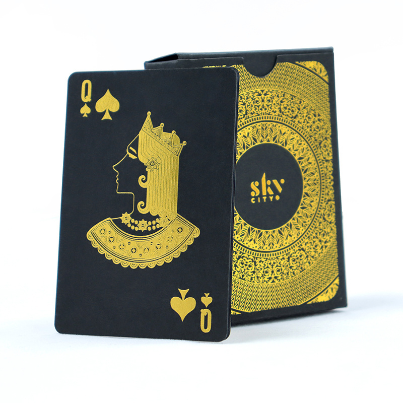 Customized gold stamping black paper poker cards deck personality cool gold foil playing card high quality paper card