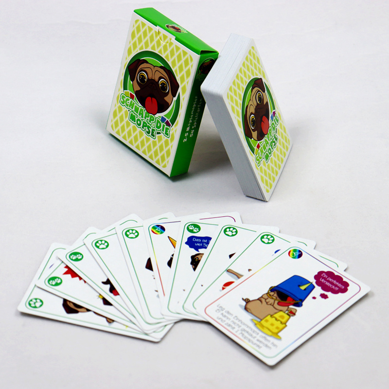 Factory customized printing full color puppy dog funny playing game cards design friend party joy paper card game