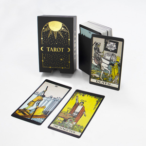 Full color gold foil cool black tarot card custom printing divination tarot cards logo tarot deck with instruction booklet