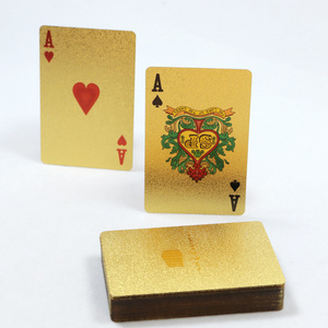 Custom high quality 24k plated dubai waterproof gold poker playing cards gold custom playing cards with box