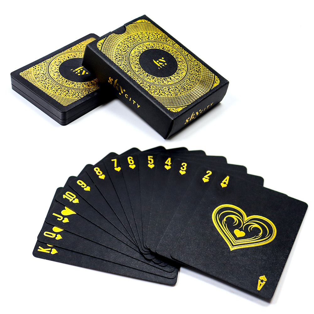 Manufacturer Print Gold Foil Playing Card Game With Box Custom Design Black Paper Playing Card Cool Style