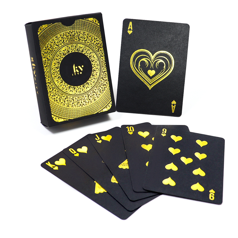 Manufacturer Print Gold Foil Playing Card Game With Box Custom Design Black Paper Playing Card Cool Style