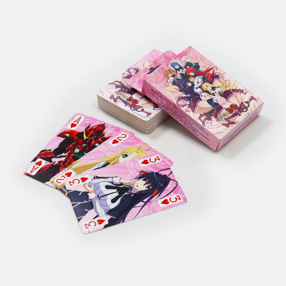 Manufacturer custom pink size mecha game playing card printing popular cartoon anime characters girl playing cards