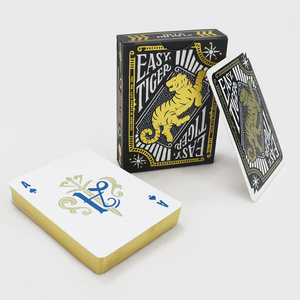 Customized Cool Tiger Gold Foil Playing Cards Black Original Design Paper Playing Cards Deck Recreational Goods