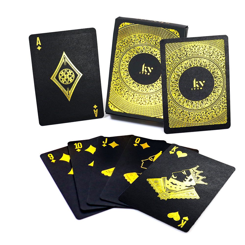 Manufacturer Print Gold Foil Playing Card Game With Box Custom Design Black Paper Playing Card Cool Style