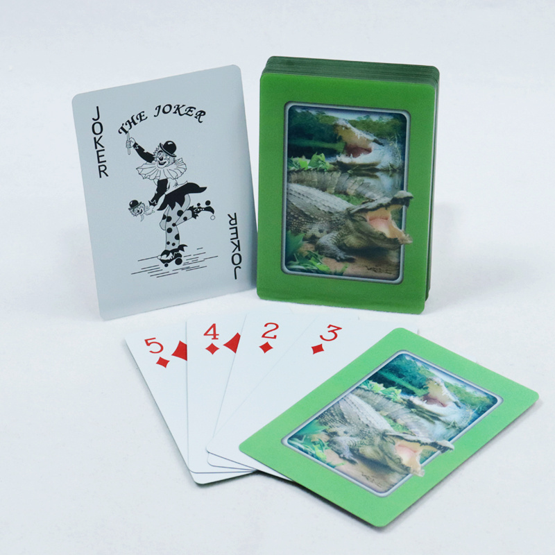 Custom printed 3d Dinosaur Motif Poker Deck Graphic Adult Game Card 3d Effect Plastic Playing Cards Entertainment Game Cards