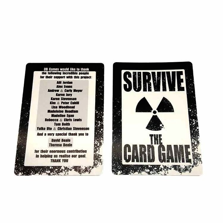 Custom printed children survive card game funny memory game flash cards