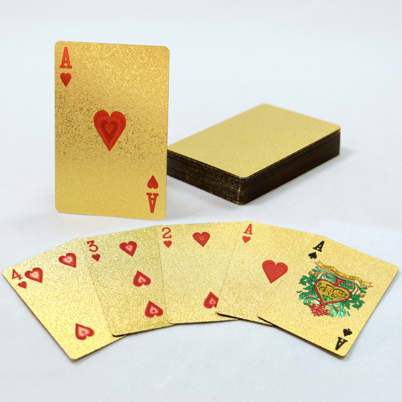 Custom high quality 24k plated dubai waterproof gold poker playing cards gold custom playing cards with box