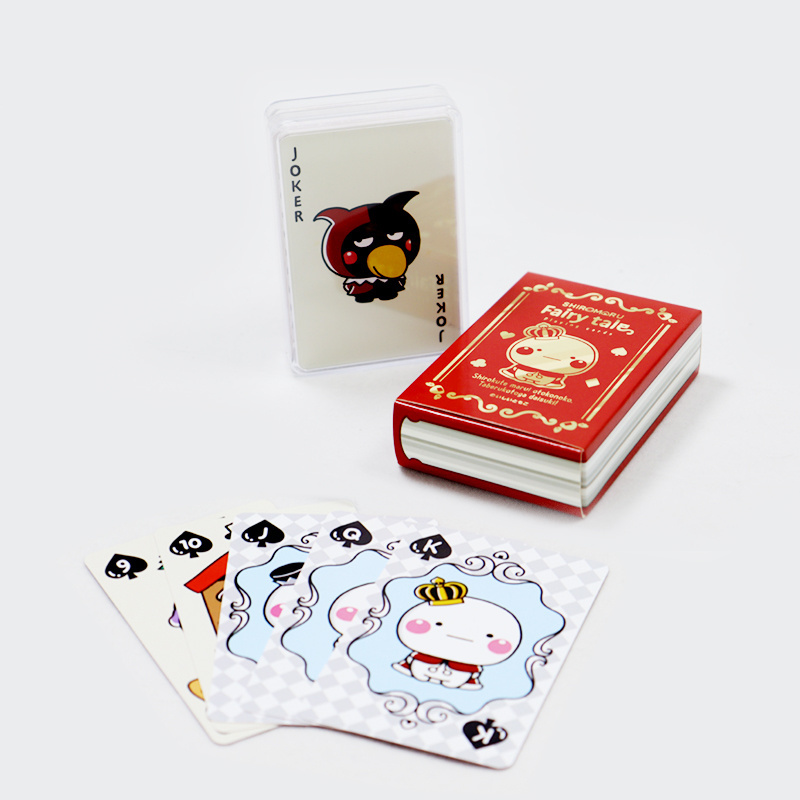 Printed playing cards custom limited edition advertising poker deck cartoon playing card manufacture plastic transparent box