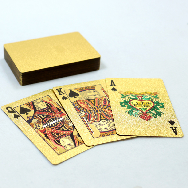 Custom high quality 24k plated dubai waterproof gold poker playing cards gold custom playing cards with box