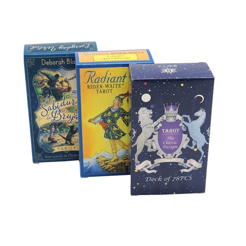 High quality custom printing laminated gold foil occult tarot cards with box manufacture Different languages tarot cards decks