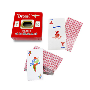 Custom Chinese mahjong tiles paper poker card Factory printing design american family travel mahjong cards playing game