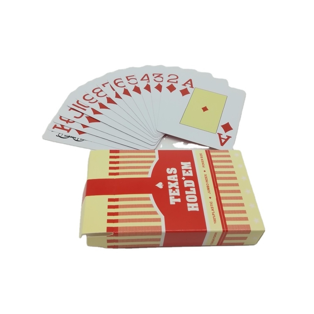 Customized 100% Plastic Jumbo Index Size Poker Decks Manufacture Waterproof PVC Playing Cards Casino Supply