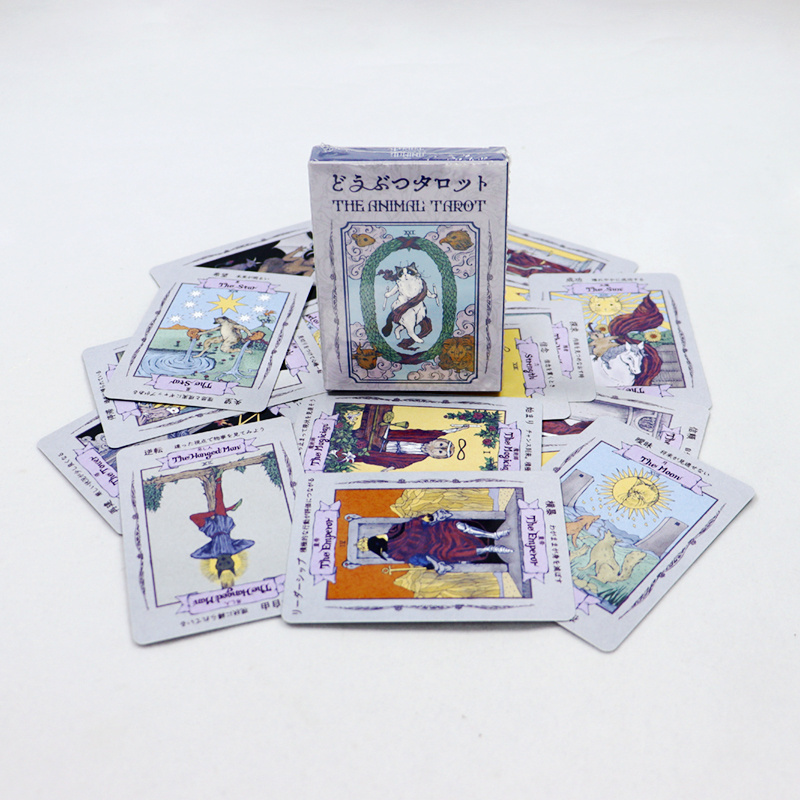 Factory printed Japanese Language spirit animals tarot cards with instruction card custom printed tarot card for beginners