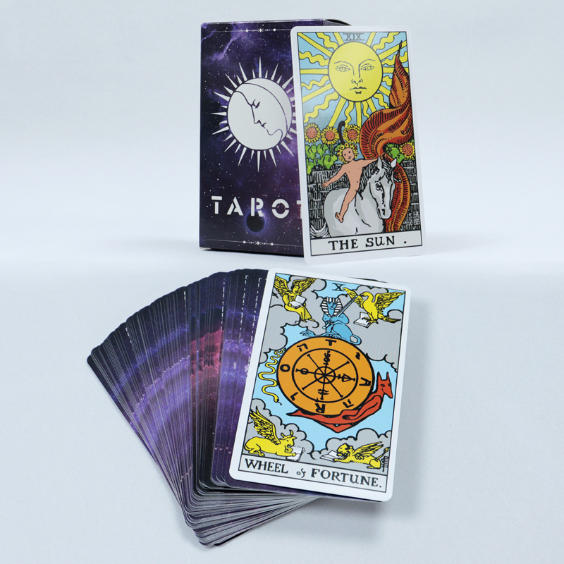 Guangzhou yuhua playing cards printing customised tarot card deck with book wholesale high quality paper tarot