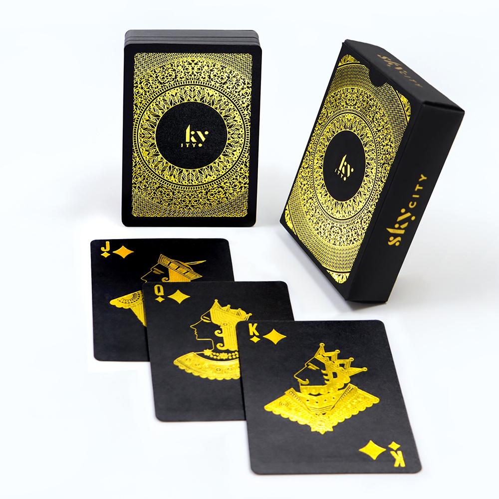 Manufacturer Print Gold Foil Playing Card Game With Box Custom Design Black Paper Playing Card Cool Style