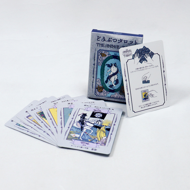 Factory printed Japanese Language spirit animals tarot cards with instruction card custom printed tarot card for beginners