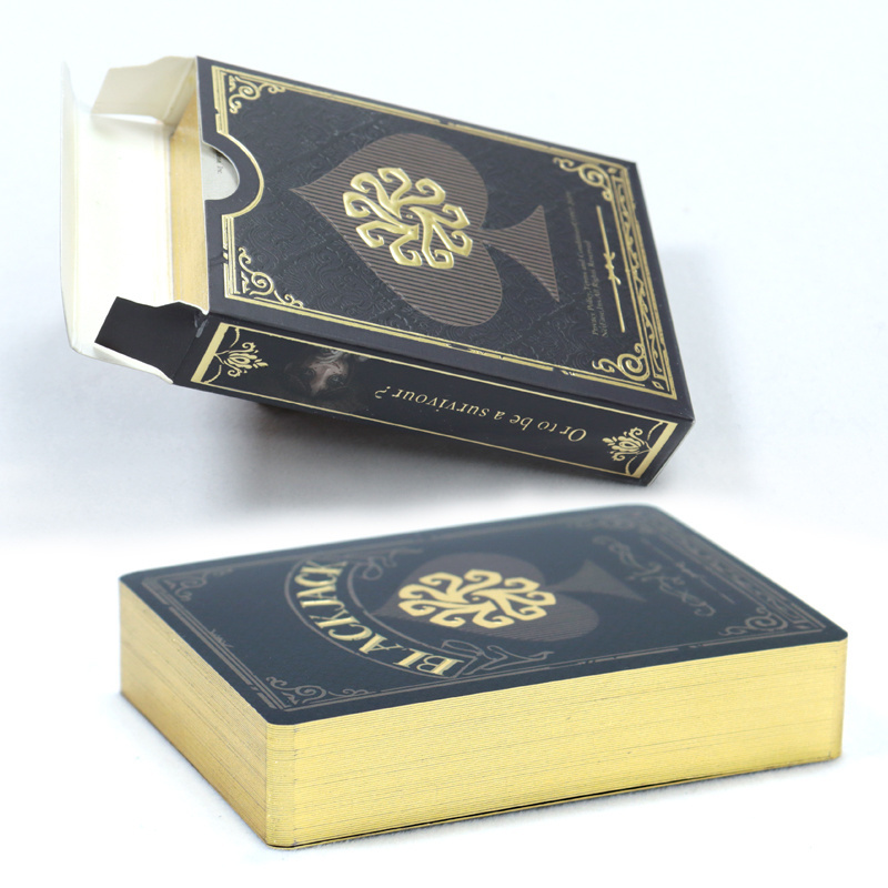 customised printed logo silver gold foil edged poker deck high quality Luxury paper cool playing cards poker