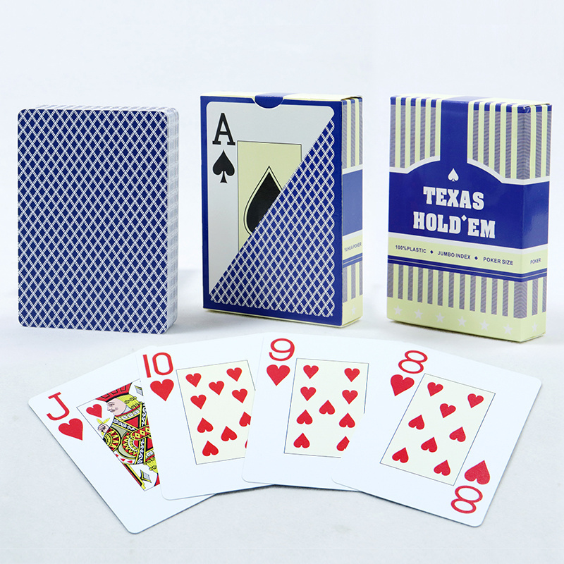 Custom 100% water proof plastic poker playing cards with jumbo index big font word poker