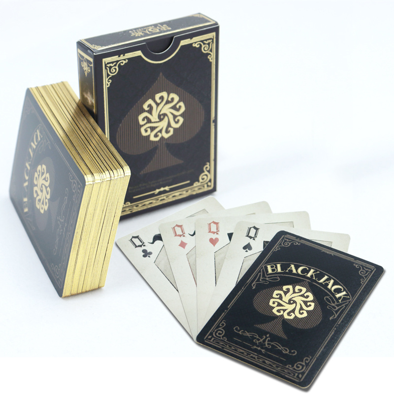 customised printed logo silver gold foil edged poker deck high quality Luxury paper cool playing cards poker