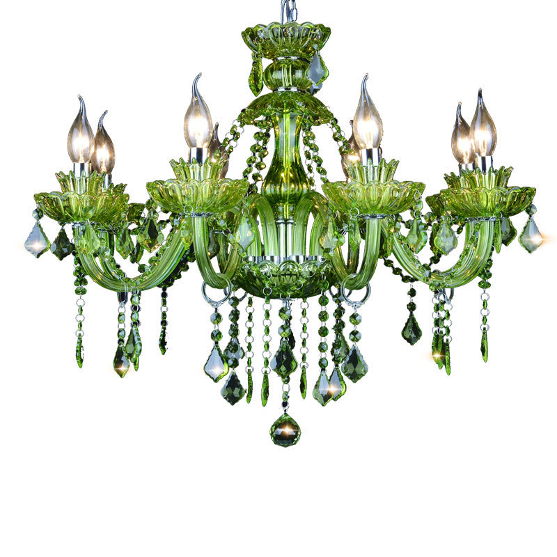 Modern led green chandelier Bedroom Kitchen light Fixtures lustre de cristal teto Green Color glass chandelier