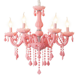 Contemporary pink crystal chandelier macaron sweet girl princess room ceiling lamp fashion home living room decoration lighting