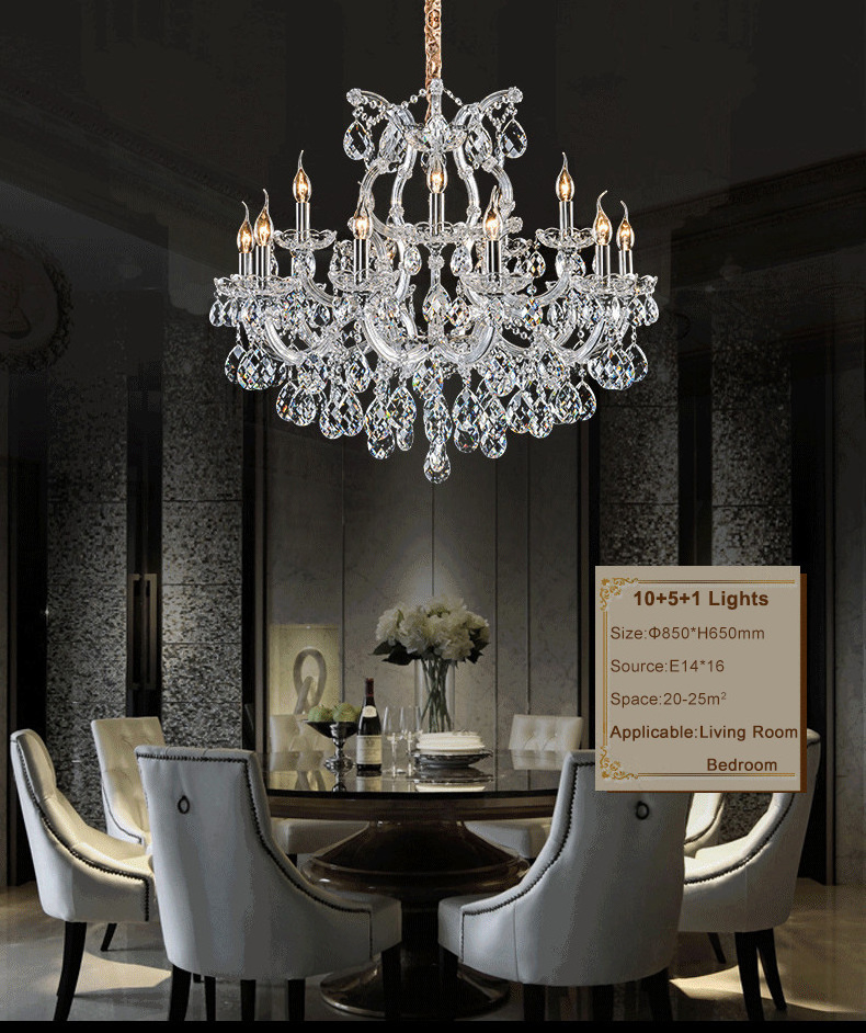 Traditional Maria Theresa Luxury Crystal Pendant Chandelier wedding decoration silver hotel lobby crystal lights