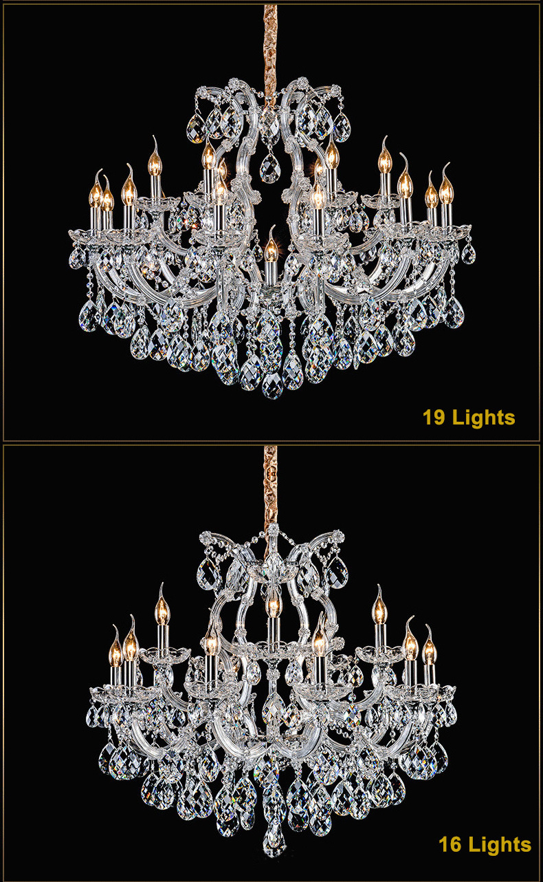 Traditional Maria Theresa Luxury Crystal Pendant Chandelier wedding decoration silver hotel lobby crystal lights